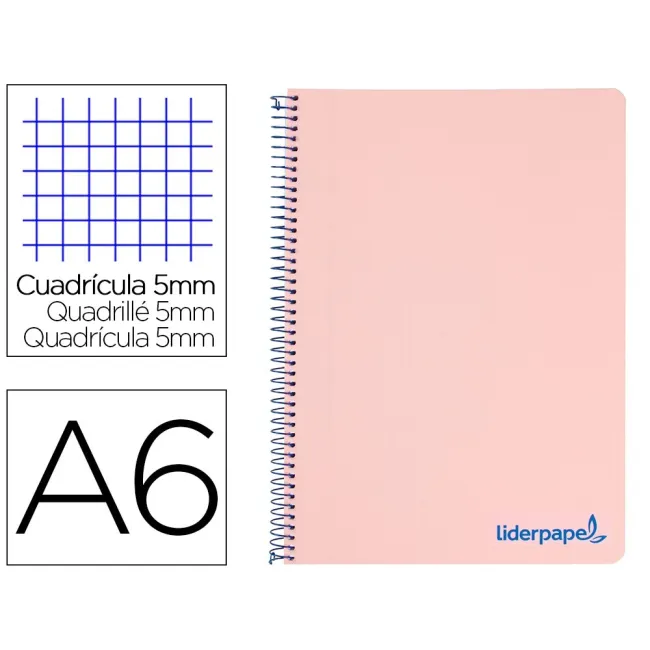 CUADERNO ESPIRAL LIDERPAPEL A6 MICRO WONDER TAPA PLASTICO 120H 90 G...