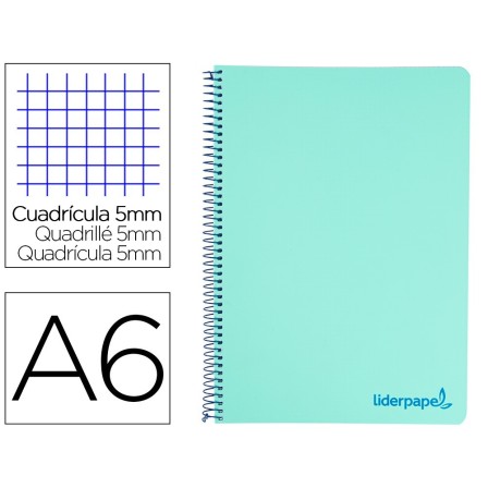 CUADERNO ESPIRAL LIDERPAPEL A6 MICRO WONDER TAPA PLASTICO 120H 90 G...