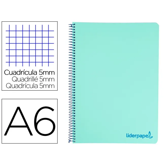 CUADERNO ESPIRAL LIDERPAPEL A6 MICRO WONDER TAPA PLASTICO 120H 90 G...