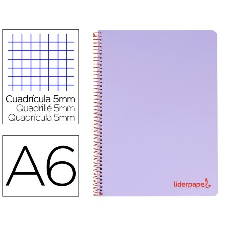CUADERNO ESPIRAL LIDERPAPEL A6 MICRO WONDER TAPA PLASTICO 120H 90 G...