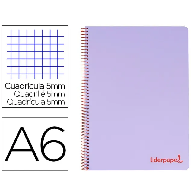 CUADERNO ESPIRAL LIDERPAPEL A6 MICRO WONDER TAPA PLASTICO 120H 90 G...