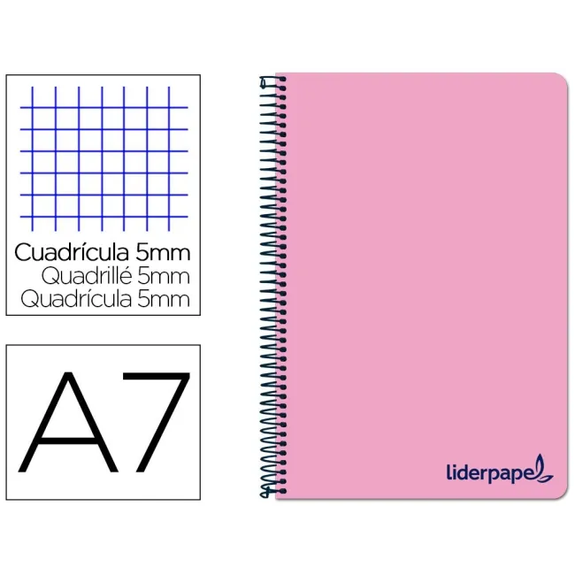 CUADERNO ESPIRAL LIDERPAPEL A7 MICRO WONDER TAPA PLASTICO 100H 90 G...