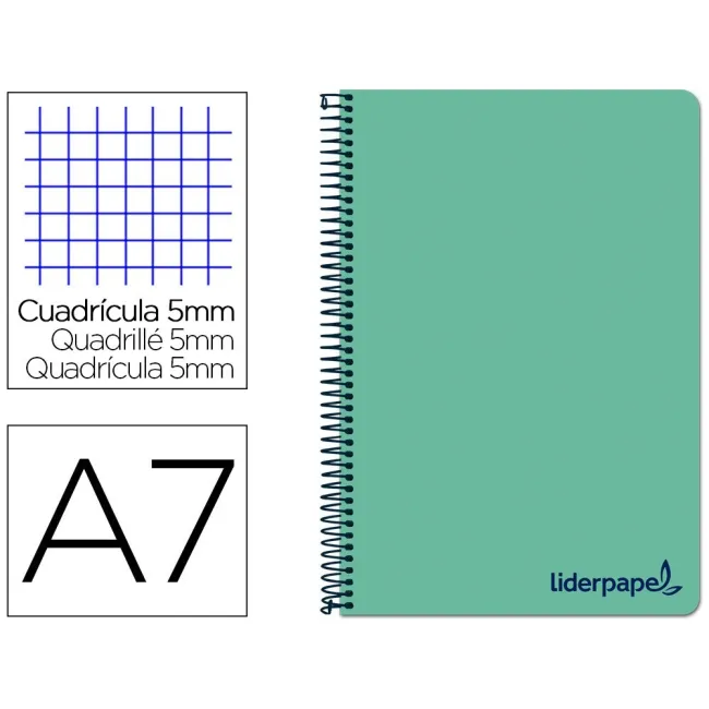 CUADERNO ESPIRAL LIDERPAPEL A7 MICRO WONDER TAPA PLASTICO 100H 90 G...