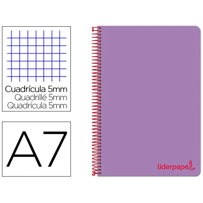 CUADERNO ESPIRAL LIDERPAPEL A7 MICRO WONDER TAPA PLASTICO 100H 90 G...