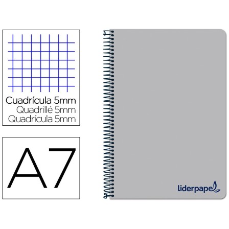CUADERNO ESPIRAL LIDERPAPEL A7 MICRO WONDER TAPA PLASTICO 100H 90 G...