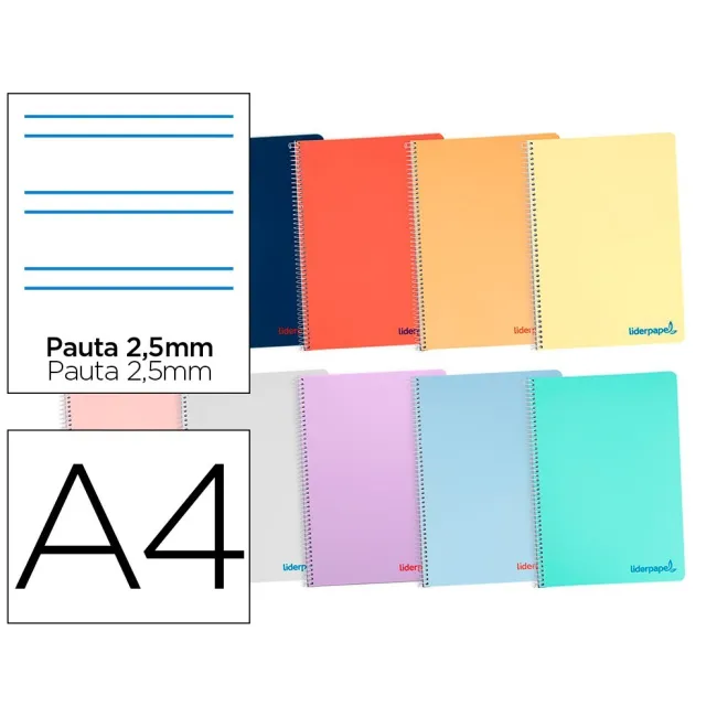 CUADERNO ESPIRAL LIDERPAPEL A4 WONDER TAPA PLASTICO 80H 90GR PAUTA ...