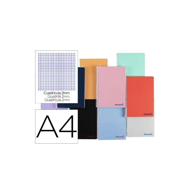 CUADERNO ESPIRAL LIDERPAPEL A4 WONDER TAPA PLASTICO 80H 90GR MILIME...