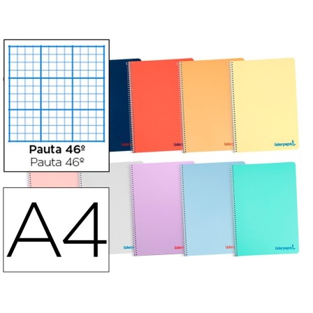 CUADERNO ESPIRAL LIDERPAPEL A4 WONDER TAPA PLASTICO 80H 90GR RAYADO...