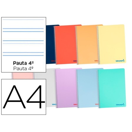 CUADERNO ESPIRAL LIDERPAPEL A4 WONDER TAPA PLASTICO 80H 90GR PAUTA ...