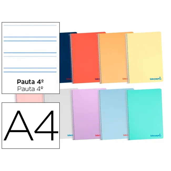 CUADERNO ESPIRAL LIDERPAPEL A4 WONDER TAPA PLASTICO 80H 90GR PAUTA ...