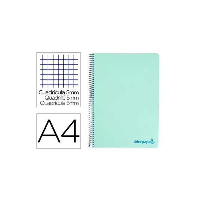 CUADERNO ESPIRAL LIDERPAPEL A4 MICRO WONDER TAPA PLASTICO 120H 90 G...