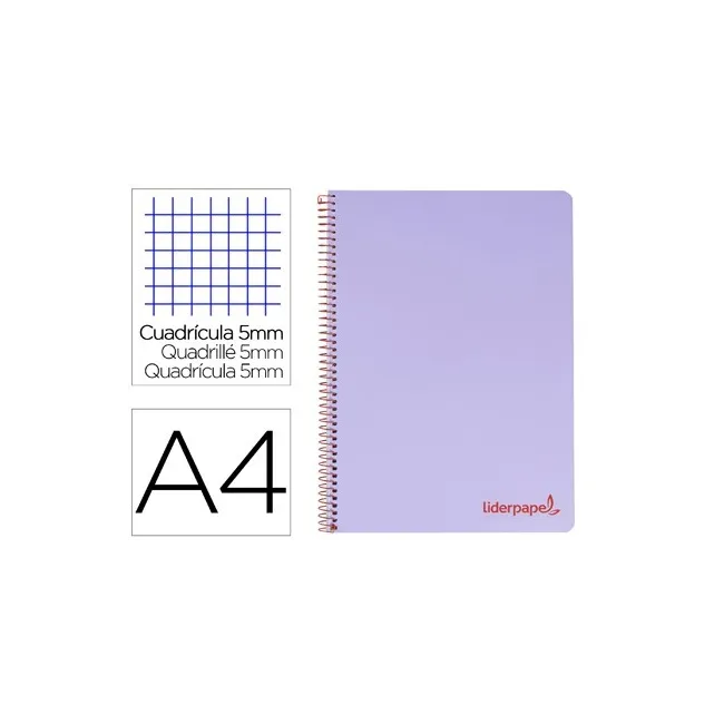 CUADERNO ESPIRAL LIDERPAPEL A4 MICRO WONDER TAPA PLASTICO 120H 90 G...