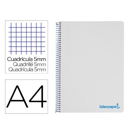 CUADERNO ESPIRAL LIDERPAPEL A4 MICRO WONDER TAPA PLASTICO 120H 90 G...