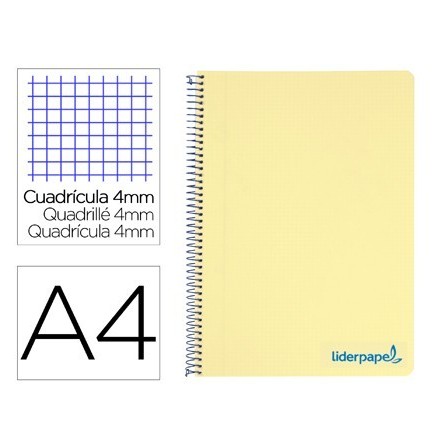 CUADERNO ESPIRAL LIDERPAPEL A4 WONDER TAPA PLASTICO 80H 90GR CUADRO...