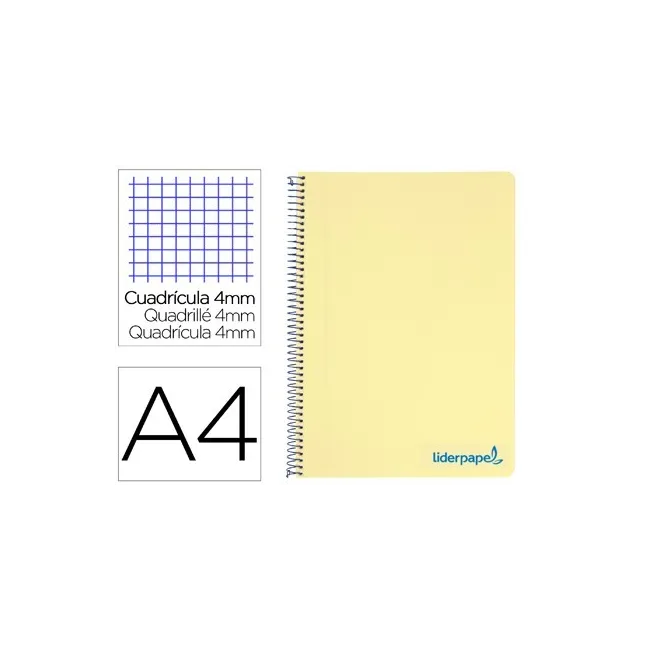 CUADERNO ESPIRAL LIDERPAPEL A4 WONDER TAPA PLASTICO 80H 90GR CUADRO...