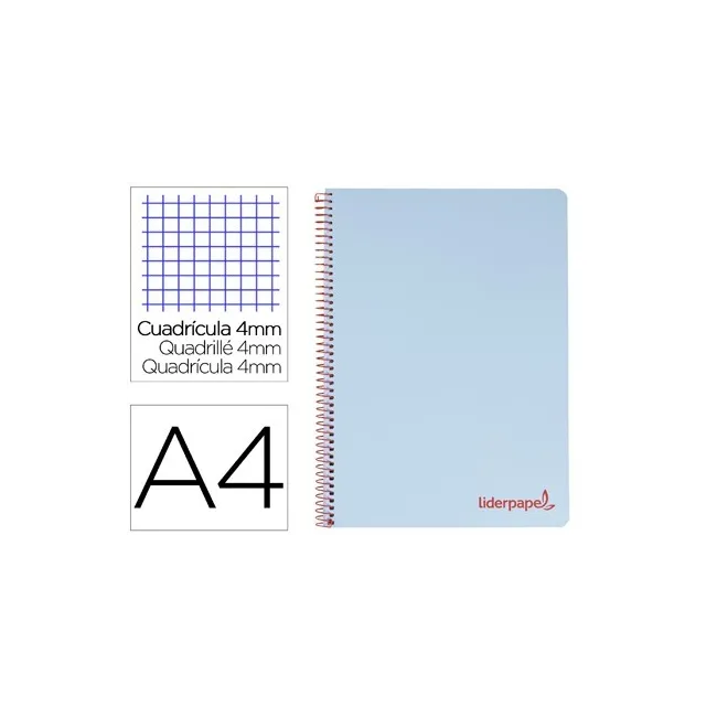 CUADERNO ESPIRAL LIDERPAPEL A4 WONDER TAPA PLASTICO 80H 90GR CUADRO...