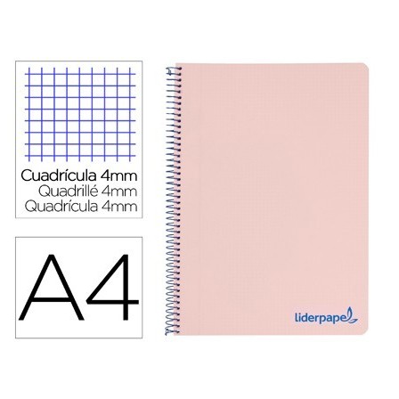 CUADERNO ESPIRAL LIDERPAPEL A4 WONDER TAPA PLASTICO 80H 90GR CUADRO...