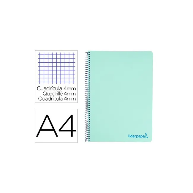 CUADERNO ESPIRAL LIDERPAPEL A4 WONDER TAPA PLASTICO 80H 90GR CUADRO...