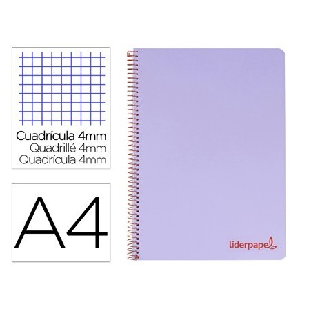 CUADERNO ESPIRAL LIDERPAPEL A4 WONDER TAPA PLASTICO 80H 90GR CUADRO...
