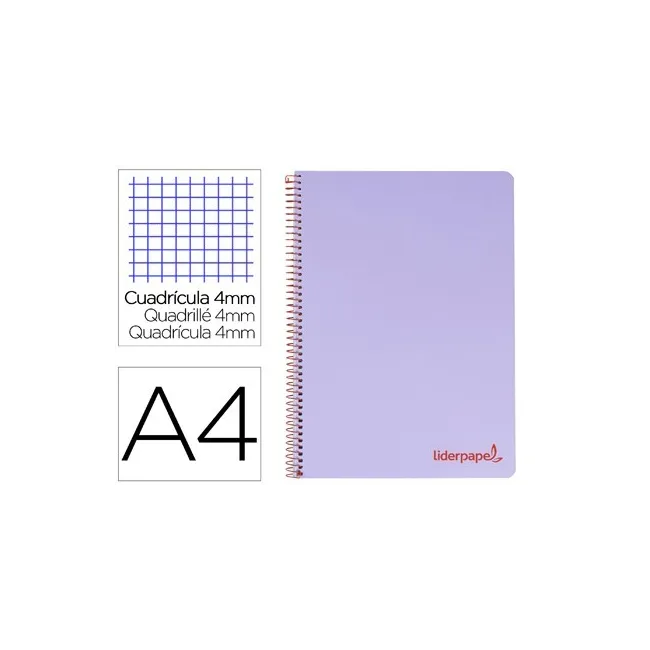 CUADERNO ESPIRAL LIDERPAPEL A4 WONDER TAPA PLASTICO 80H 90GR CUADRO...