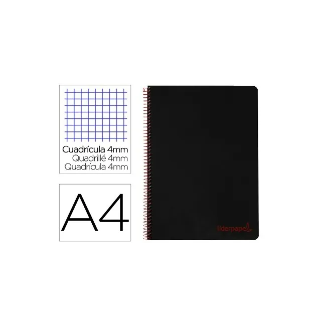 CUADERNO ESPIRAL LIDERPAPEL A4 WONDER TAPA PLASTICO 80H 90GR CUADRO...
