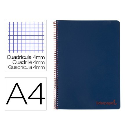 CUADERNO ESPIRAL LIDERPAPEL A4 WONDER TAPA PLASTICO 80H 90GR CUADRO...