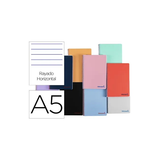 CUADERNO ESPIRAL LIDERPAPEL A5 WONDER TAPA PLASTICO 80H 90G RAYADO ...