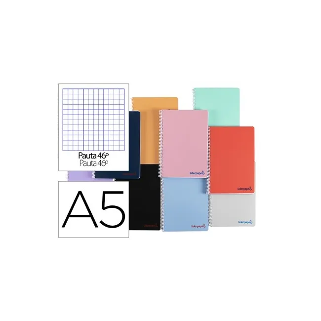 CUADERNO ESPIRAL LIDERPAPEL A5 WONDER TAPA PLASTICO 80H 90G RAYADO ...
