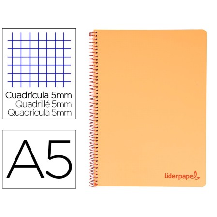 CUADERNO ESPIRAL LIDERPAPEL A5 MICRO WONDER TAPA PLASTICO 120H 90G ...
