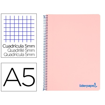 CUADERNO ESPIRAL LIDERPAPEL A5 MICRO WONDER TAPA PLASTICO 120H 90G ...