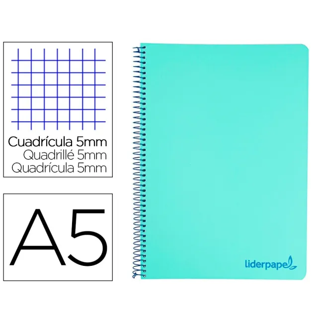 CUADERNO ESPIRAL LIDERPAPEL A5 MICRO WONDER TAPA PLASTICO 120H 90G ...