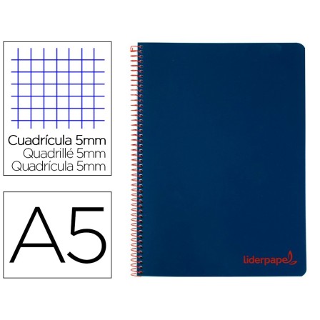 CUADERNO ESPIRAL LIDERPAPEL A5 MICRO WONDER TAPA PLASTICO 120H 90G ...