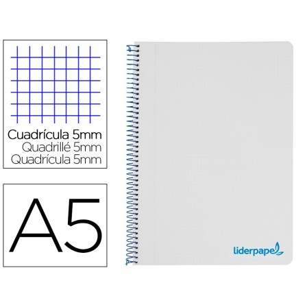 CUADERNO ESPIRAL LIDERPAPEL A5 MICRO WONDER TAPA PLASTICO 120H 90G ...