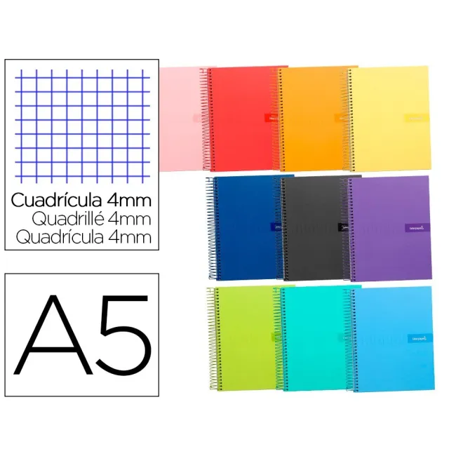 CUADERNO ESPIRAL LIDERPAPEL A5 CRAFTY TAPA FORRADA 80H 90 GR CUADRO...