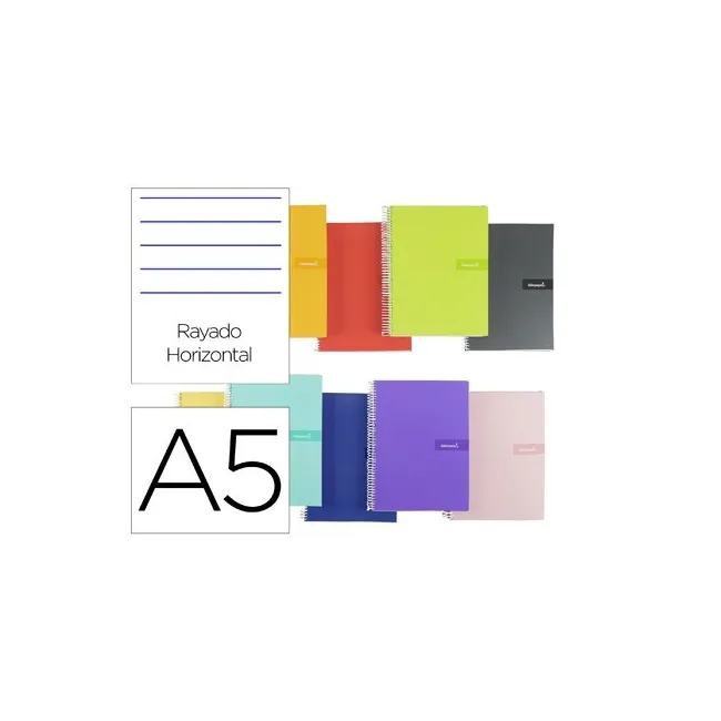 CUADERNO ESPIRAL LIDERPAPEL A5 CRAFTY TAPA FORRADA 80H 90 GR RAYADO...
