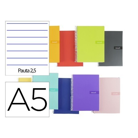 CUADERNO ESPIRAL LIDERPAPEL A5 CRAFTY TAPA FORRADA 80H 90 GR PAUTA ...