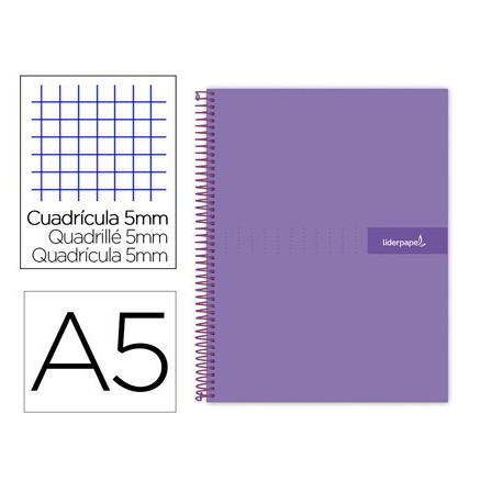 CUADERNO ESPIRAL LIDERPAPEL A5 MICRO CRAFTY TAPA FORRADA 120H 90 GR...