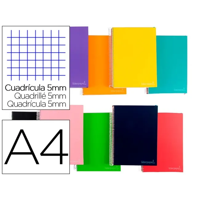 CUADERNO ESPIRAL LIDERPAPEL A4 MICRO JOLLY TAPA FORRADA 140H 75 GR ...