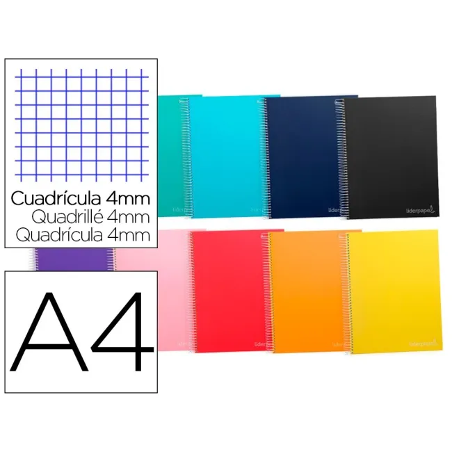 CUADERNO ESPIRAL LIDERPAPEL A4 MICRO JOLLY TAPA FORRADA 140H 75 GR ...