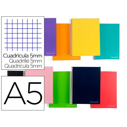 CUADERNO ESPIRAL LIDERPAPEL A5 MICRO JOLLY TAPA FORRADA 140H 75 GR ...
