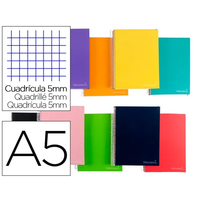 CUADERNO ESPIRAL LIDERPAPEL A5 MICRO JOLLY TAPA FORRADA 140H 75 GR ...