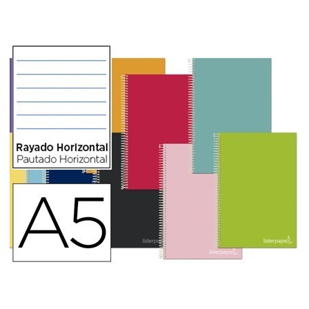 CUADERNO ESPIRAL LIDERPAPEL A5 MICRO JOLLY TAPA FORRADA 140H 75 GR ...