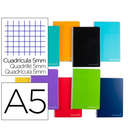 CUADERNO ESPIRAL LIDERPAPEL A5 MICRO WITTY TAPA DURA 140H 75GR CUAD...