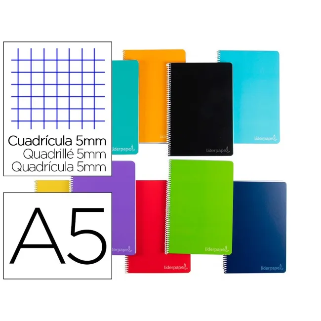 CUADERNO ESPIRAL LIDERPAPEL A5 MICRO WITTY TAPA DURA 140H 75GR CUAD...