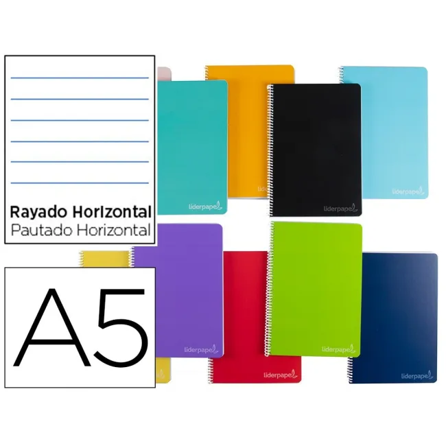 CUADERNO ESPIRAL LIDERPAPEL A5 MICRO WITTY TAPA DURA 140H 75GR HORI...