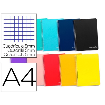 CUADERNO ESPIRAL LIDERPAPEL A4 MICRO WITTY TAPA DURA 140H 75GR CUAD...