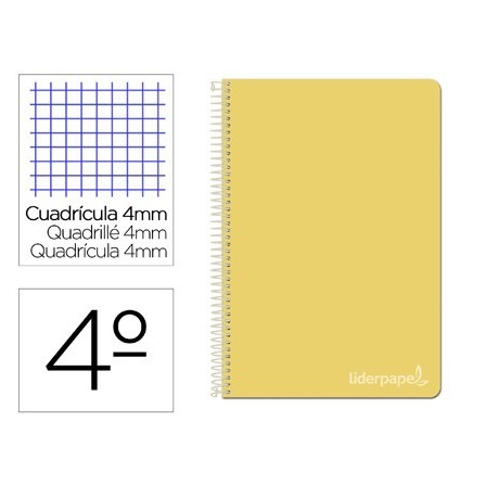 CUADERNO ESPIRAL LIDERPAPEL CUARTO WITTY TAPA DURA 80H 75GR CUADRO ...