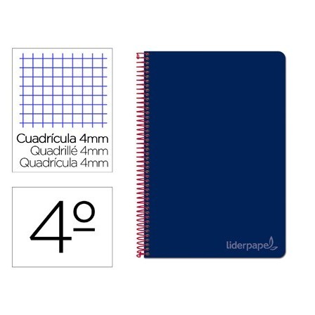 CUADERNO ESPIRAL LIDERPAPEL CUARTO WITTY TAPA DURA 80H 75GR CUADRO ...