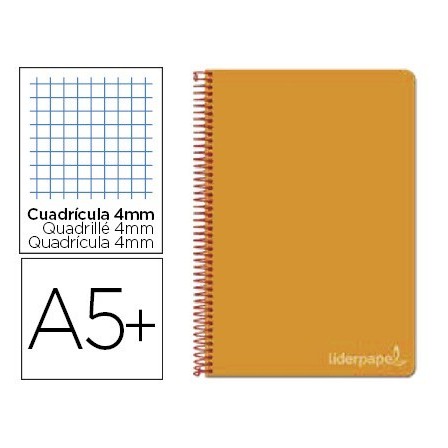 CUADERNO ESPIRAL LIDERPAPEL CUARTO WITTY TAPA DURA 80H 75GR CUADRO ...