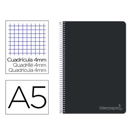 CUADERNO ESPIRAL LIDERPAPEL CUARTO WITTY TAPA DURA 80H 75GR CUADRO ...
